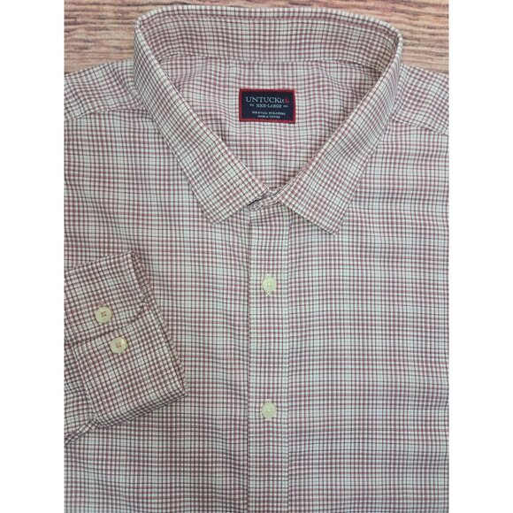 Untuckit Mens XXX-Large Button-Up Shirt Nylon Blend Red & White Checkered - Picture 4 of 8